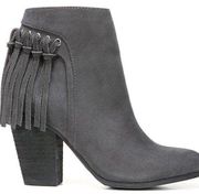 Carlos by Carlos Santana gray fringe block heel suede boots women’s size 6.5