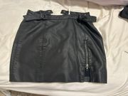 Faux Black Leather Skirt