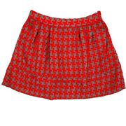 Xhilaration Houndstooth Red Gray High Waisted A-Line Knit Skirt Medium