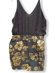 Armani Exchange Paris Gold Floral Mini Dress nwt