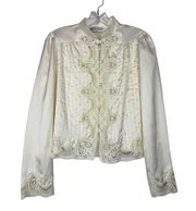 Vintage Satin Lace Pleated Button Down Shirt S Union Made USA 60s