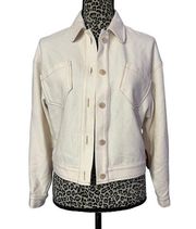 Corduroy Shirt Jacket Shacket Lightweight Button Front Cream Oversized Small NWT