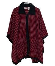 Lemoda Red & Black Poncho(Size One Size )