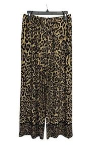 Susan Graver Liquid Knit Leopard Print Pants Size XL High Rise Capri Length