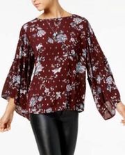 Burgundy Boho Bell Sleeve Top