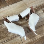 Halogen white block open toed heels