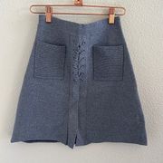 C/MEO Collective Blue Heathered Mini Skirt Contemporary Minimalist XS