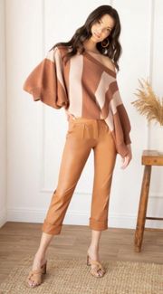 💕TRINA TURK💕 Horizon Sweater ~ Knit Dolman Sleeves Nutmeg Dune Brown Tan