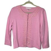 Peter Nygard Beaded Cardigan Sweater Pink as is