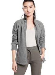 Athleta Stroll Fleece Full Zip Jacket in Egret Grey Size Small Nwot