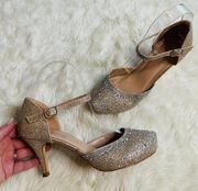 De Blossom Collection Gold Sparkle Embellished Heels 6.5