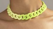 New green and yellow chain choker necklace