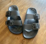 Mallorca Transparent Dual-buckle Slide Sandals In Black Sz 10 New