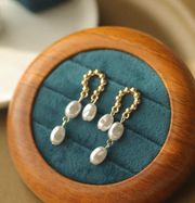 White Pearl Long Tassel Dangle Drop Earrings for Women,Elegant Pearl Earrings