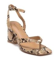 14th & Union Sandals Womens 9.5 Snakeskin Square Toe Ankle Strap Block Heel