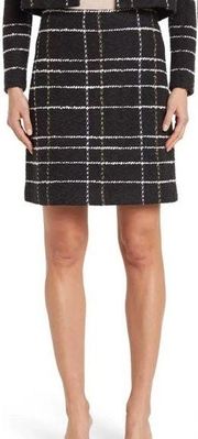 St. John Textured Intarsia Grid Print Knit Pull-On Mini Skirt Size Medium