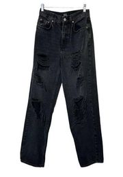 Urban Outfitters BDG Distressed High-Rise Baggy Black Jeans Womens 26 Inseam 31"