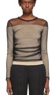 Helmut Lang Tulle Layered Long-Sleeve Top