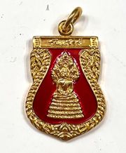 Vintage Thai Buddha LP Sothorn Jewelry Pendant Red / Gold