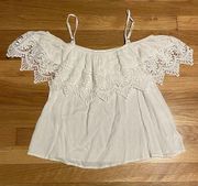 Lace Ruffle Off Shoulder Top - Size S