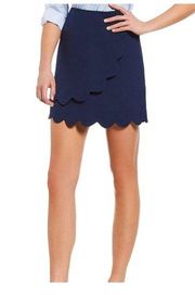 Draper James Scallop Faux Wrap Skirt Nassau Navy 10