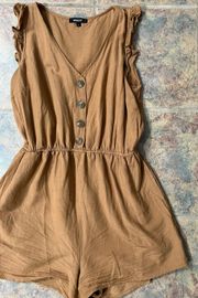 Camel Colored Front Button Romper