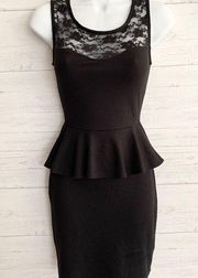 💕3 for $20 Soprano Floral Lace Peplum Little Black Dress