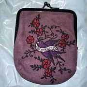 Vintage  Suede Purple Coin Purse Wallet