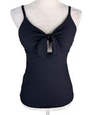 Jessica Simpson Rose Bay Textured Tie-Front Tankini Top M Black New