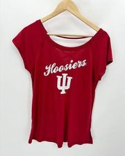 S Stadium Athletic Shirt Women LARGE Red Indiana Hoosiers Short Sleeve Tee