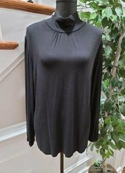 Style & Co. Women's Solid Black Rayon Long Sleeve Mock Neck Plus Fit Top Size 2X