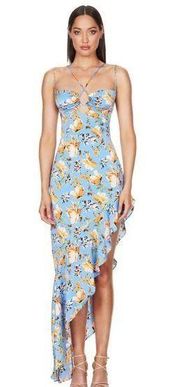 Nookie Simone Cut Out Dress in Blue Medium Womens Long Gown