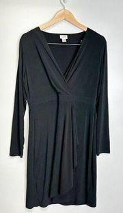 Jaclyn Smith Collection Wrap Dress Womens Black Size Large Midi