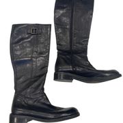 Black Leather Mid Calf Boots