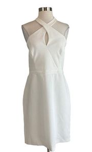 Women's Cocktail Dress Size 16 White Sleeveless Halter Sheath