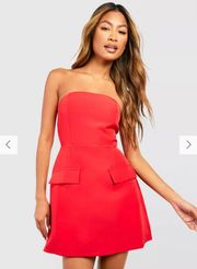 Red Mini Strapless Dress