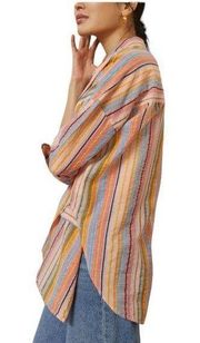 Anthropologie Pilcro Long Sleeve Boyfriend Striped Shirt XXS/XS