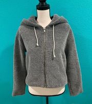 Reformation grey fuzzy zip up hoodie in size xs