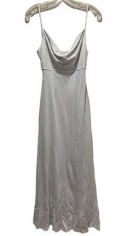 Newport News Cowl Neck Sleeveless Evening Dress Silver Sparkle Size 6