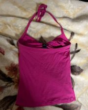 Moda International SM hot pink cotton bow halter tank top