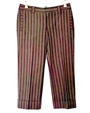 BROWN PINSTRIPED CROPPED DRESS PANTS SIZE 4