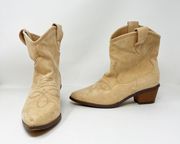 Carrie Faux Vegan Suede Pull On Western Cowboy Ankle Booties 8