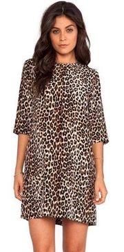 equipment aubrey 100% silk leopard animal print dress