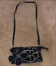 Black Leather Floral Purse