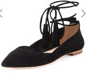 Loeffler Randall suede black lace up Penelope flat sandals size 7