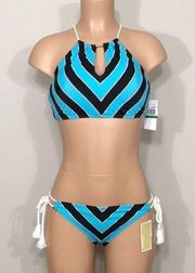 Michael Kors nautical rope stripe bikini. Large. NWT