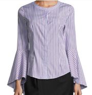 Milly Michelle Bell Sleeve Striped Shirting Button Down