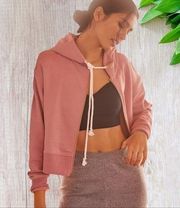 Anthro Canape Sienna Zip-Up Hoodie in Pink Large