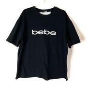 Bebe Sport | Black French Terry Tee Shirt w/Mesh Back Detail