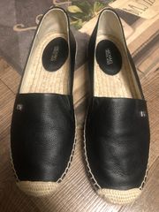 Black Leather Flats